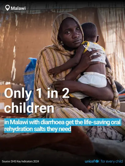 Oral rehydration salts tile for Malawi, Bold number · English