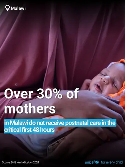 Postnatal care tile for Malawi, Bold number · English
