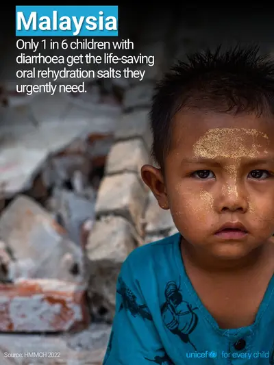 Oral rehydration salts tile for Malaysia, Photo · English