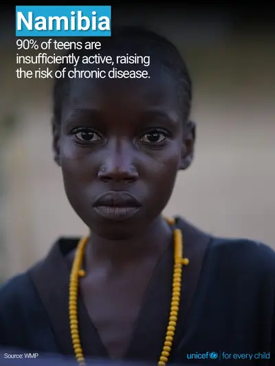 Adolescent physical activity tile for Namibia, Photo · English