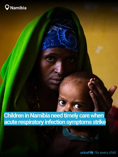 Childhood pneumonia tile for Namibia, Bold number · English