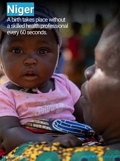 Skilled birth attendance tile for Niger, Photo · English