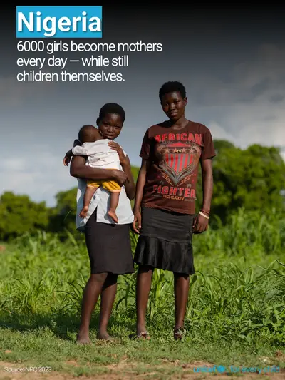 Adolescent motherhood tile for Nigeria, Photo · English