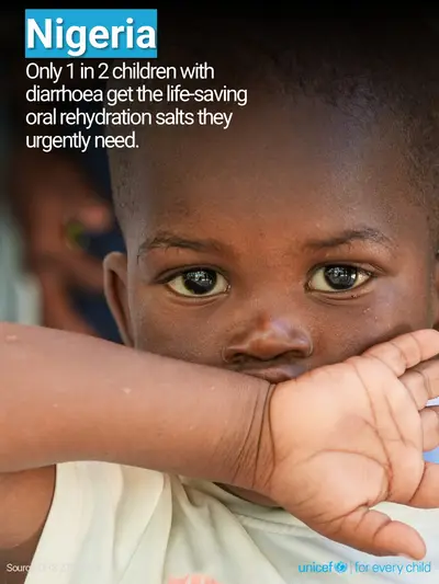 Oral rehydration salts tile for Nigeria, Photo · English