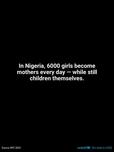 Adolescent motherhood tile for Nigeria, Text only · English