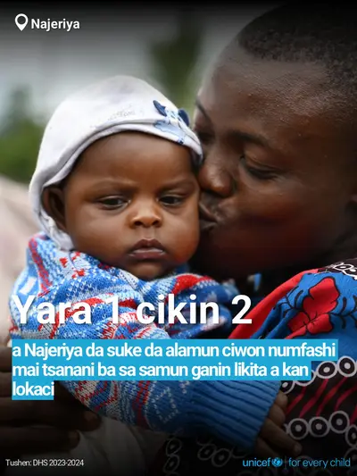Childhood pneumonia tile for Nigeria, Bold number · Hausa