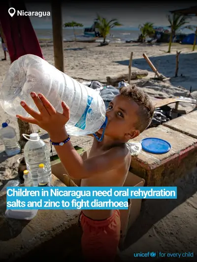 Oral rehydration salts tile for Nicaragua, Bold number · English