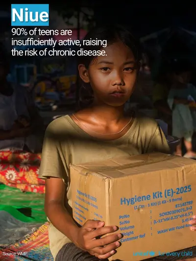 Adolescent physical activity tile for Niue, Photo · English