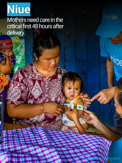 Postnatal care tile for Niue, Photo · English
