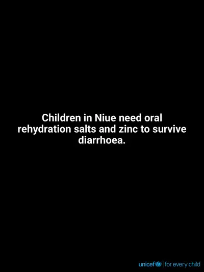 Oral rehydration salts tile for Niue, Text only · English