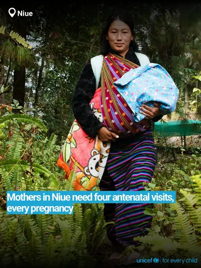 Antenatal care tile for Niue, Bold number · English