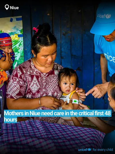Postnatal care tile for Niue, Bold number · English