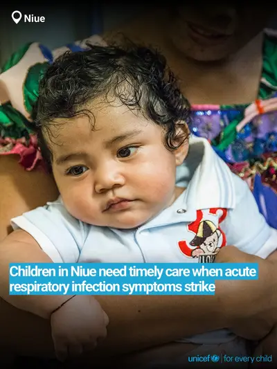 Childhood pneumonia tile for Niue, Bold number · English