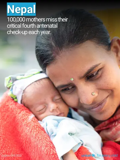 Antenatal care tile for Nepal, Photo · English