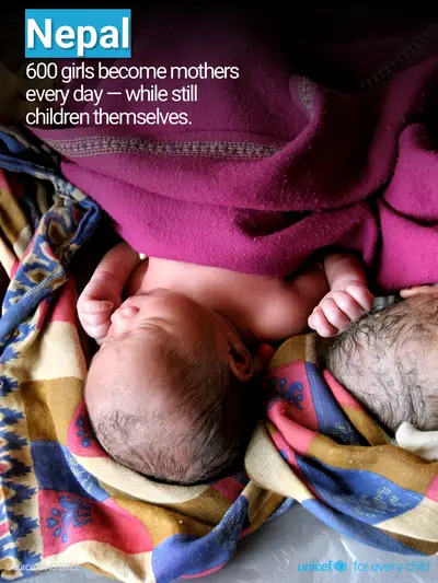 Adolescent motherhood tile for Nepal, Photo · English
