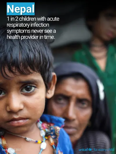 Childhood pneumonia tile for Nepal, Photo · English