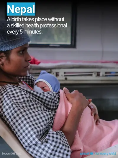 Skilled birth attendance tile for Nepal, Photo · English