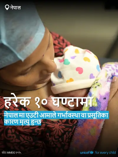 Maternal mortality tile for Nepal, Bold number · Nepali