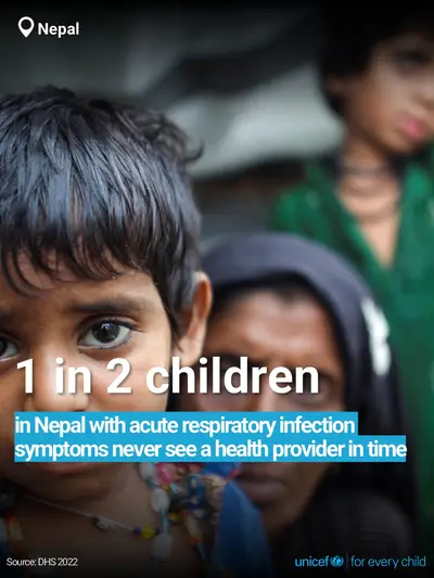 Childhood pneumonia tile for Nepal, Bold number · English