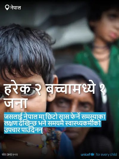 Childhood pneumonia tile for Nepal, Bold number · Nepali