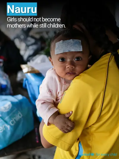 Adolescent motherhood tile for Nauru, Photo · English