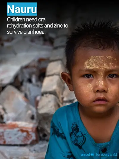 Oral rehydration salts tile for Nauru, Photo · English