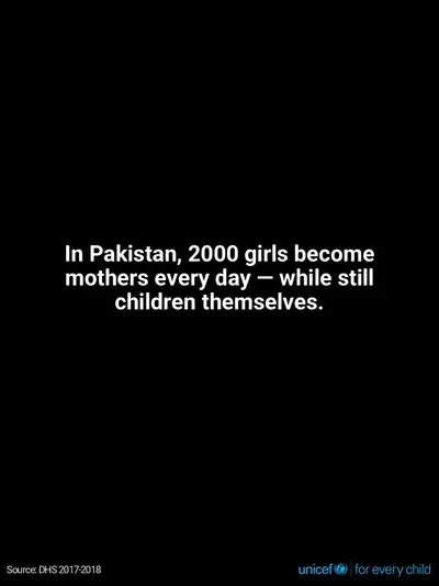 Adolescent motherhood tile for Pakistan, Text only · English