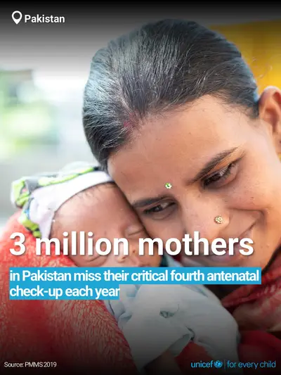 Antenatal care tile for Pakistan, Bold number · English