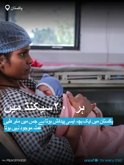Skilled birth attendance tile for Pakistan, Bold number · Urdu