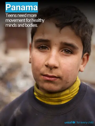 Adolescent physical activity tile for Panama, Photo · English