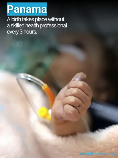 Skilled birth attendance tile for Panama, Photo · English