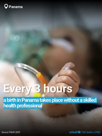 Skilled birth attendance tile for Panama, Bold number · English