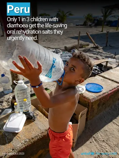 Oral rehydration salts tile for Peru, Photo · English