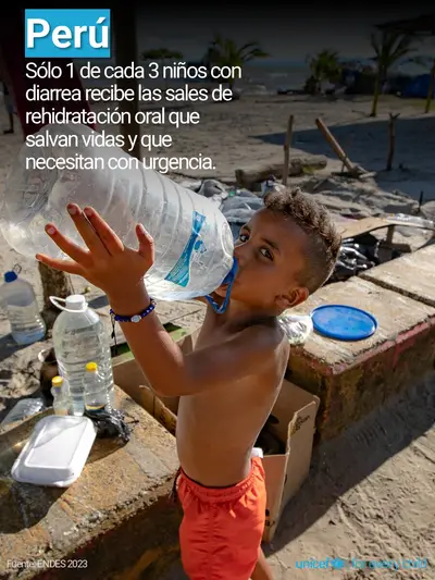 Oral rehydration salts tile for Peru, Photo · Spanish