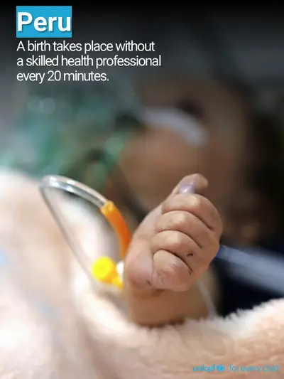 Skilled birth attendance tile for Peru, Photo · English