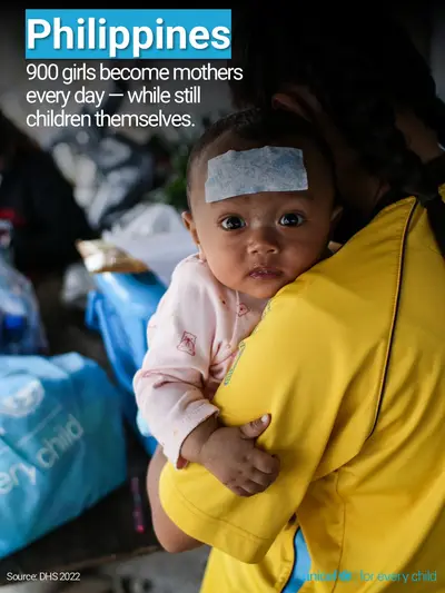 Adolescent motherhood tile for Philippines, Photo · English