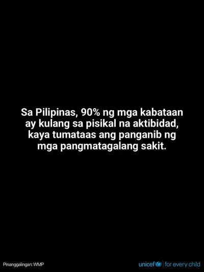 Adolescent physical activity tile for Philippines, Text only · Filipino
