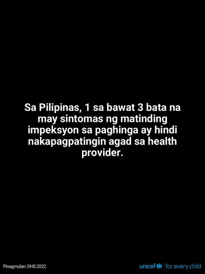 Childhood pneumonia tile for Philippines, Text only · Filipino