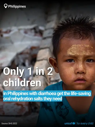 Oral rehydration salts tile for Philippines, Bold number · English