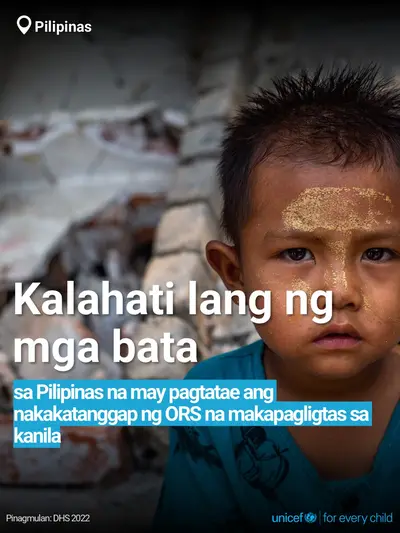 Oral rehydration salts tile for Philippines, Bold number · Filipino