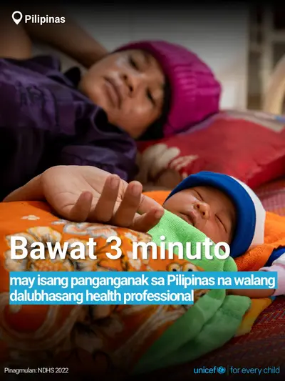Skilled birth attendance tile for Philippines, Bold number · Filipino