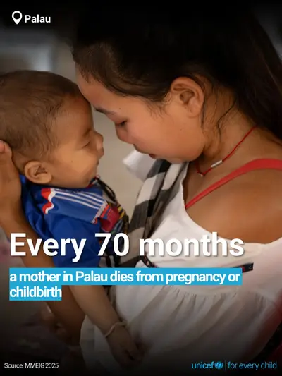 Maternal mortality tile for Palau, Bold number · English