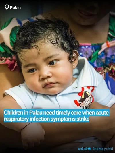 Childhood pneumonia tile for Palau, Bold number · English