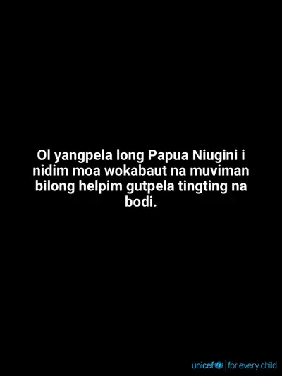 Adolescent physical activity tile for Papua New Guinea, Text only · TokPisin