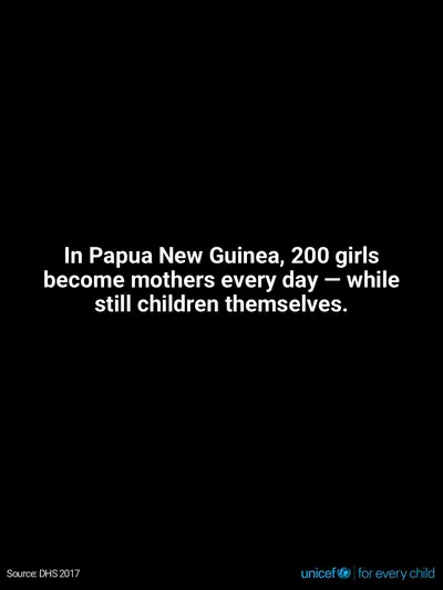 Adolescent motherhood tile for Papua New Guinea, Text only · English