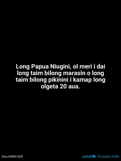 Maternal mortality tile for Papua New Guinea, Text only · TokPisin