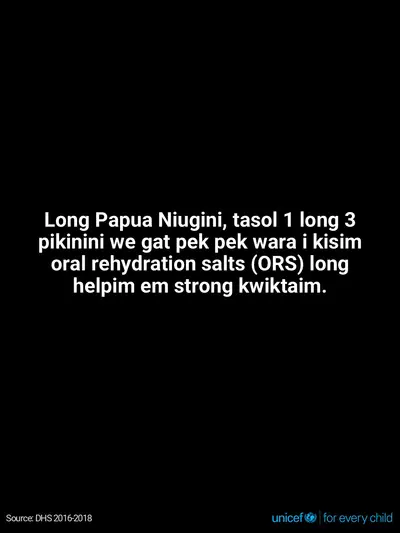 Oral rehydration salts tile for Papua New Guinea, Text only · TokPisin