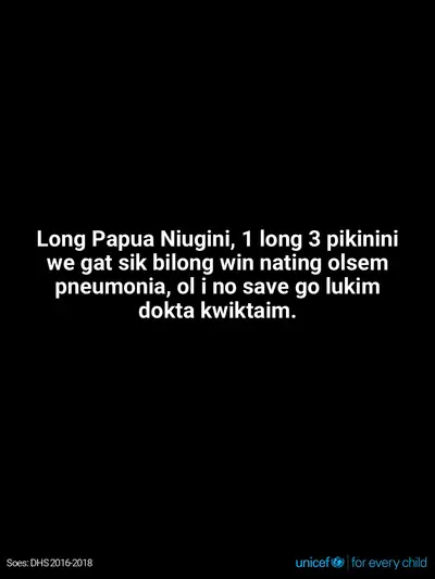 Childhood pneumonia tile for Papua New Guinea, Text only · TokPisin