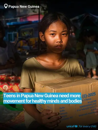 Adolescent physical activity tile for Papua New Guinea, Bold number · English