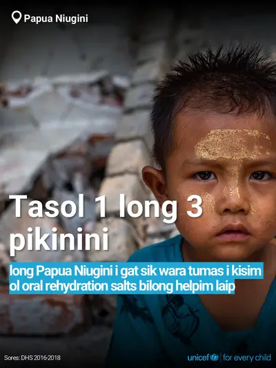Oral rehydration salts tile for Papua New Guinea, Bold number · TokPisin